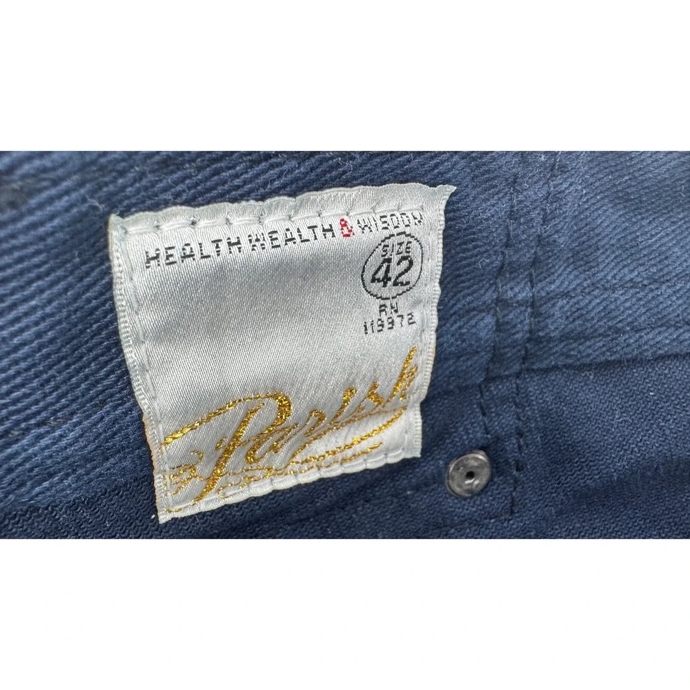 Parish Nation Jeans Mens 42 Navy Blue Distressed Patch Streetwear Denim Pants